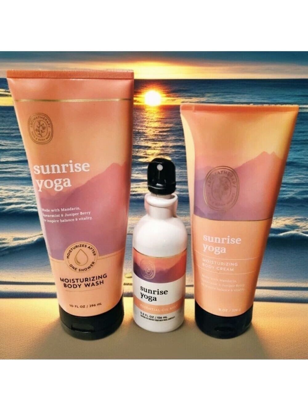 SUNRISE YOGA BODY WASH BODY CREAM OIL MIST BATH BODY SET